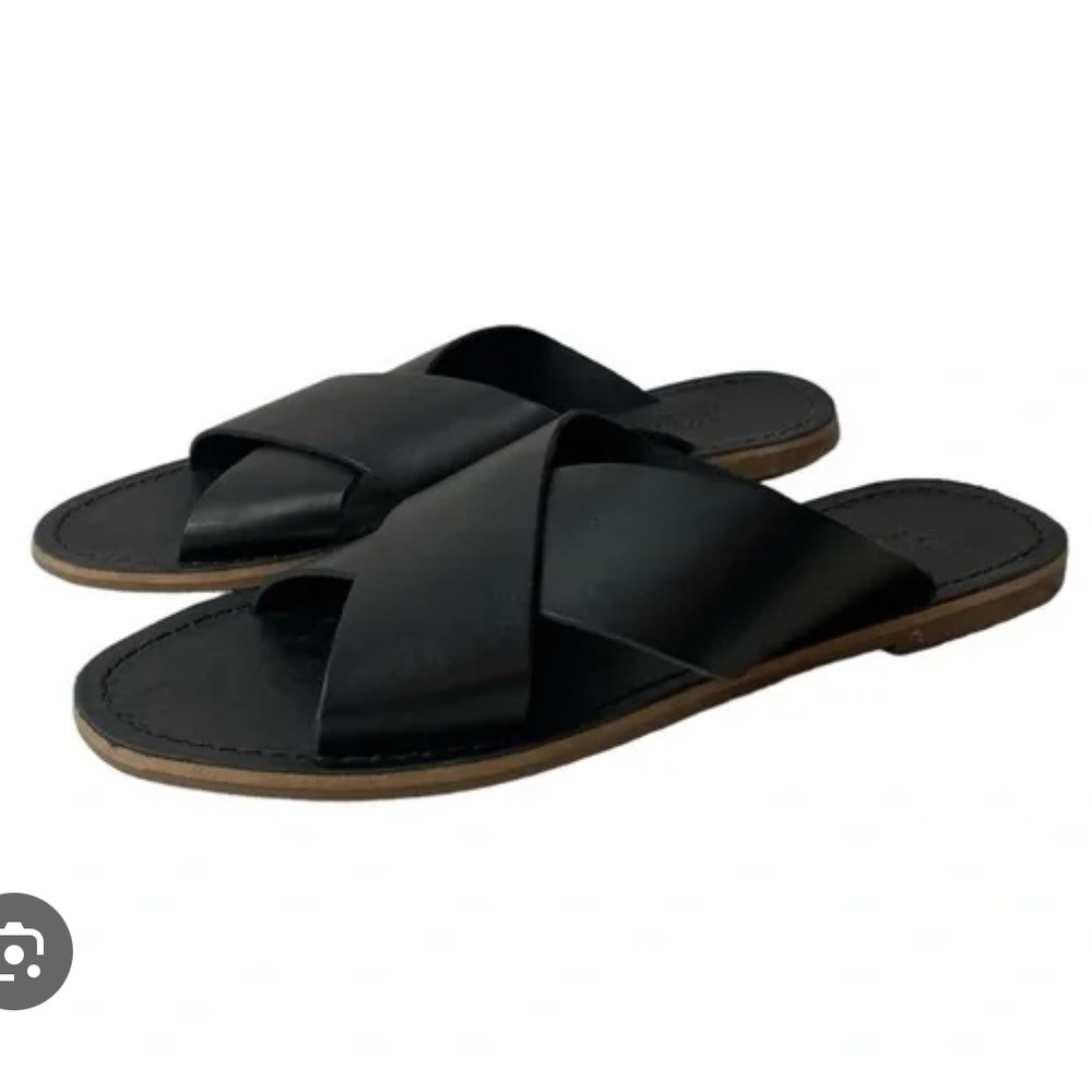 Madewell Black Leather Criss-Cross Sandals, Size 7 - Picture 3 of 10